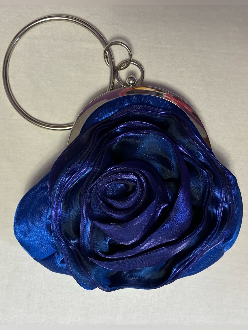 Royal Blue 3D Satin Rose Evening Bag Clutch 💙